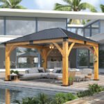 Outdoor Spruce Wood Gazebo with Galvanized Steel Hardtop COVERONICS Size: 9.35 FT. H x 13 FT. W x 11 FT. D - Image 3