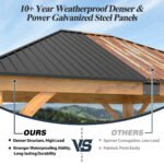 Outdoor Spruce Wood Gazebo with Galvanized Steel Hardtop COVERONICS Size: 9.35 FT. H x 13 FT. W x 11 FT. D - Image 4