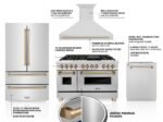ZLINE Autograph Edition Kitchen Package with Stainless Steel Dual Fuel Range, Range Hood and Dishwasher - Image 3
