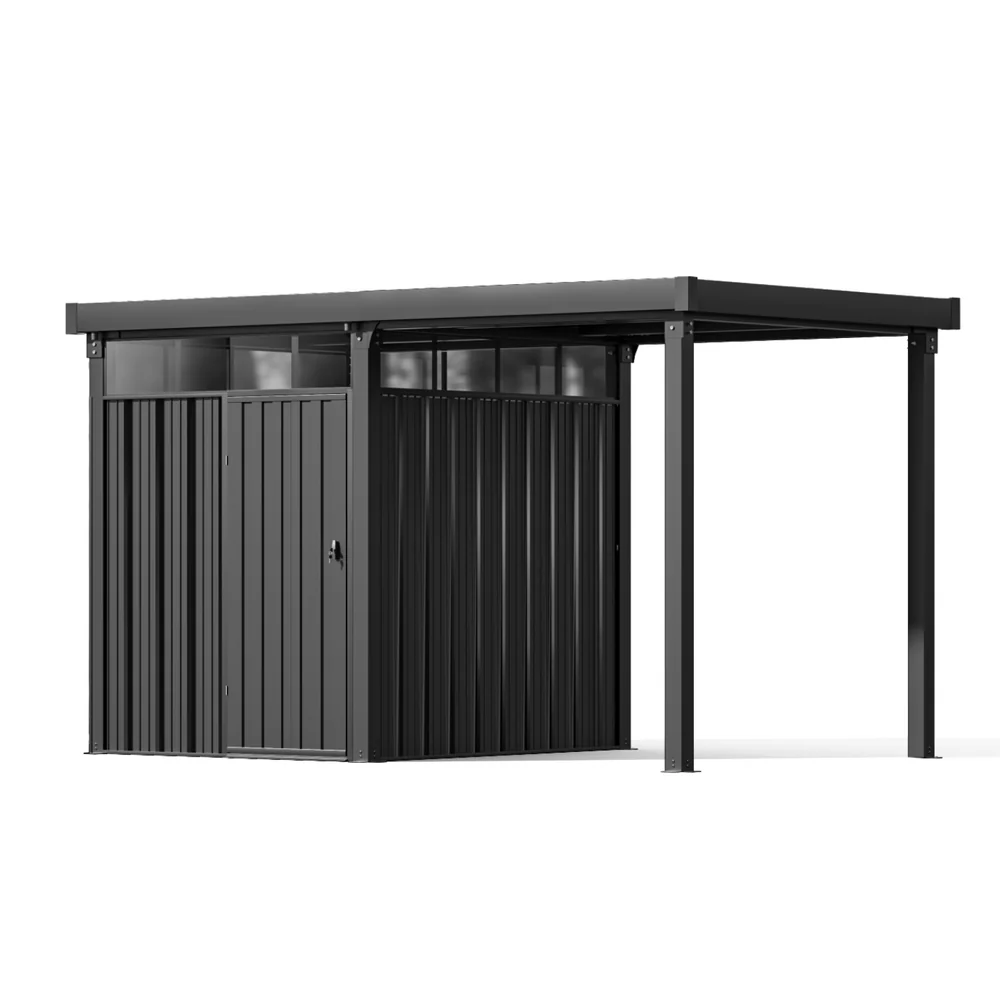 download (11) 7x7 Metal Storage Shed with 7x7 Covered Porch - Image 1