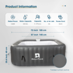 Relxtime Proseries 6-person Upgraded Square Inflatable Hot Tub – 73x73 Inch Portable Spa With 15-piece Pro Kit, Grey Reinforced Design For Ultimate - Image 5