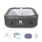 Relxtime Proseries 6-person Upgraded Square Inflatable Hot Tub – 73x73 Inch Portable Spa With 15-piece Pro Kit, Grey Reinforced Design For Ultimate - Image 2