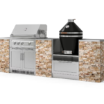 Outdoor Kitchen Signature Series 9 Piece Cabinet Set Gas Platinum Grill NewAge Products Wall Finish