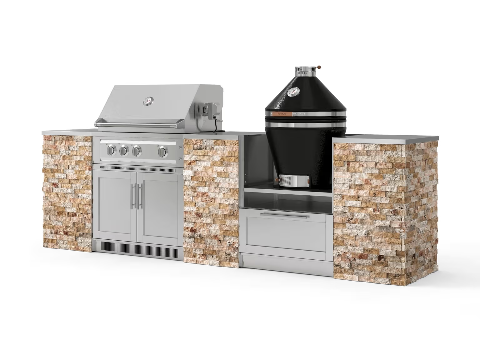 download - 2026-07-07T125540.823 Outdoor Kitchen Signature Series 9 Piece Cabinet Set Gas Platinum Grill NewAge Products Wall Finish - Image 1