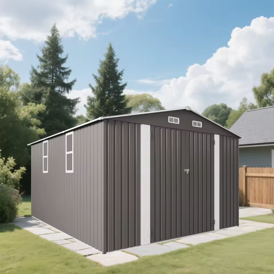 download - 2026-07-14T182442.613 SUSUA10x12FT Outdoor Storage Shed Metal Garden Shed with Double Door Two Window Waterproof Tool Shed for Backyard Patio Lawn - Image 1