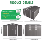 SUSUA10x12FT Outdoor Storage Shed Metal Garden Shed with Double Door Two Window Waterproof Tool Shed for Backyard Patio Lawn - Image 6