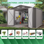 SUSUA10x12FT Outdoor Storage Shed Metal Garden Shed with Double Door Two Window Waterproof Tool Shed for Backyard Patio Lawn - Image 3