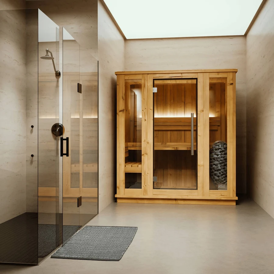 download - 2026-07-16T200958.093 Auburn 2-3 Person Indoor Sauna – Compact & Stylish Door / 6kW KIP Smart Heater + Fenix - Image 1