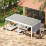 Erommy Outdoor Louvered Pergola Gazebo with Adjustable Aluminum Rainproof Roof - Image 3