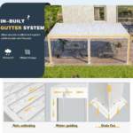 Erommy Outdoor Louvered Pergola Gazebo with Adjustable Aluminum Rainproof Roof - Image 6