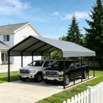 20x20 FT Heavy Duty Metal Carport - Galvanized Steel Frame & Roof, All-Weather & Snow Load Protection for Cars, SUVs, Trucks, RVs, Boats, UV Resistant