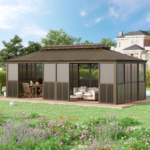 12' × Sunroom Patio Hardtop Gazebo Double Top Galvanized Steel Roof Aluminum Solarium - Image 3