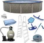 Blue Wave Riviera Round 54-in Deep 8-in Top Rail Metal Wall Swimming Pool Package - Image 9