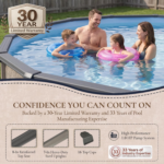 Blue Wave Riviera Round 54-in Deep 8-in Top Rail Metal Wall Swimming Pool Package - Image 4