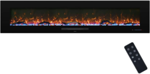 Modern Wall-Mounted And Recessed Electric Fireplace Inserts, 750W Or 1500W Heater Fireplace, Faux Log Or Crystal Hearth