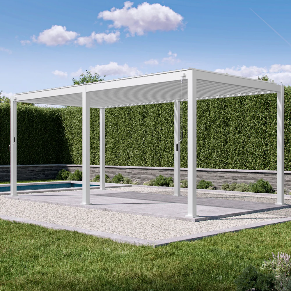 download (64) 111S Aluminum Pergola with Adjustable Louvered Roof Mirador 10'x20' - Image 1