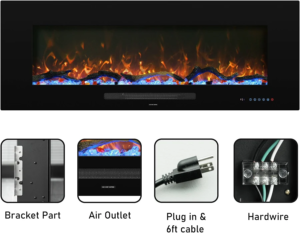 Modern Wall-Mounted And Recessed Electric Fireplace Inserts, 750W Or 1500W Heater Fireplace, Faux Log Or Crystal Hearth - Image 11