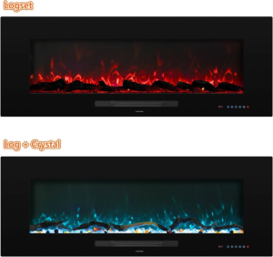 Modern Wall-Mounted And Recessed Electric Fireplace Inserts, 750W Or 1500W Heater Fireplace, Faux Log Or Crystal Hearth - Image 10