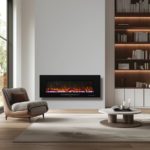 Modern Wall-Mounted And Recessed Electric Fireplace Inserts, 750W Or 1500W Heater Fireplace, Faux Log Or Crystal Hearth - Image 9