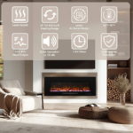 Modern Wall-Mounted And Recessed Electric Fireplace Inserts, 750W Or 1500W Heater Fireplace, Faux Log Or Crystal Hearth - Image 6
