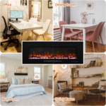 Modern Wall-Mounted And Recessed Electric Fireplace Inserts, 750W Or 1500W Heater Fireplace, Faux Log Or Crystal Hearth - Image 5