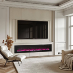 Modern Wall-Mounted And Recessed Electric Fireplace Inserts, 750W Or 1500W Heater Fireplace, Faux Log Or Crystal Hearth - Image 3