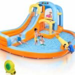 5-in-1 Iatable Water Slide Park, Water Bounce House w/Air Blower, Climbing Wall, Double Jump Area, Splash Pool, Water Cannon, W